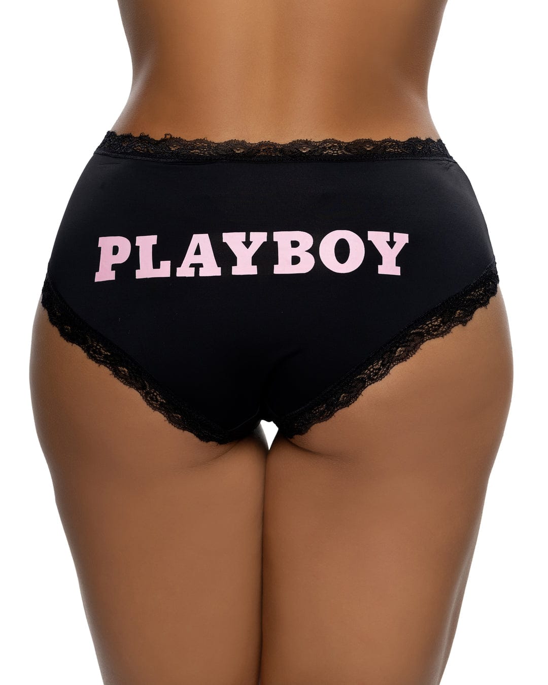 Roma Black / S/M Black Playboy Bunny Ultra Soft Mid Rise Cheeky Panty PBLI232-BLK/Pink-S/M Black Playboy Bunny Ultra Soft Mid Rise Cheeky Panty Lingerie