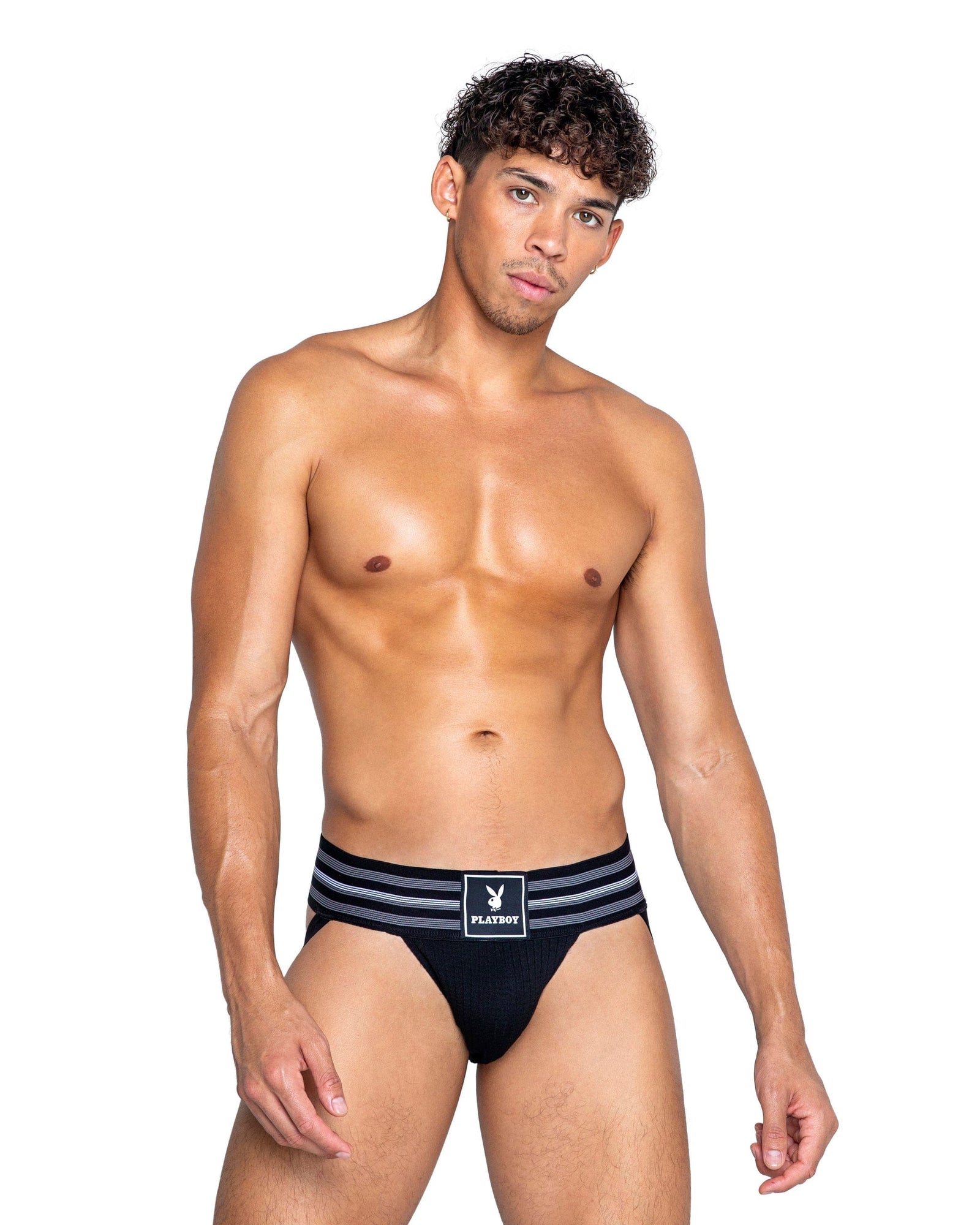 Roma Black / Small Black Men’s Playboy Locker Room Classic Jockstrap Underwear PBLI145-Blk-S 2024 Sexy Black Men’s Playboy Classic Jockstrap Underwear  Lingerie