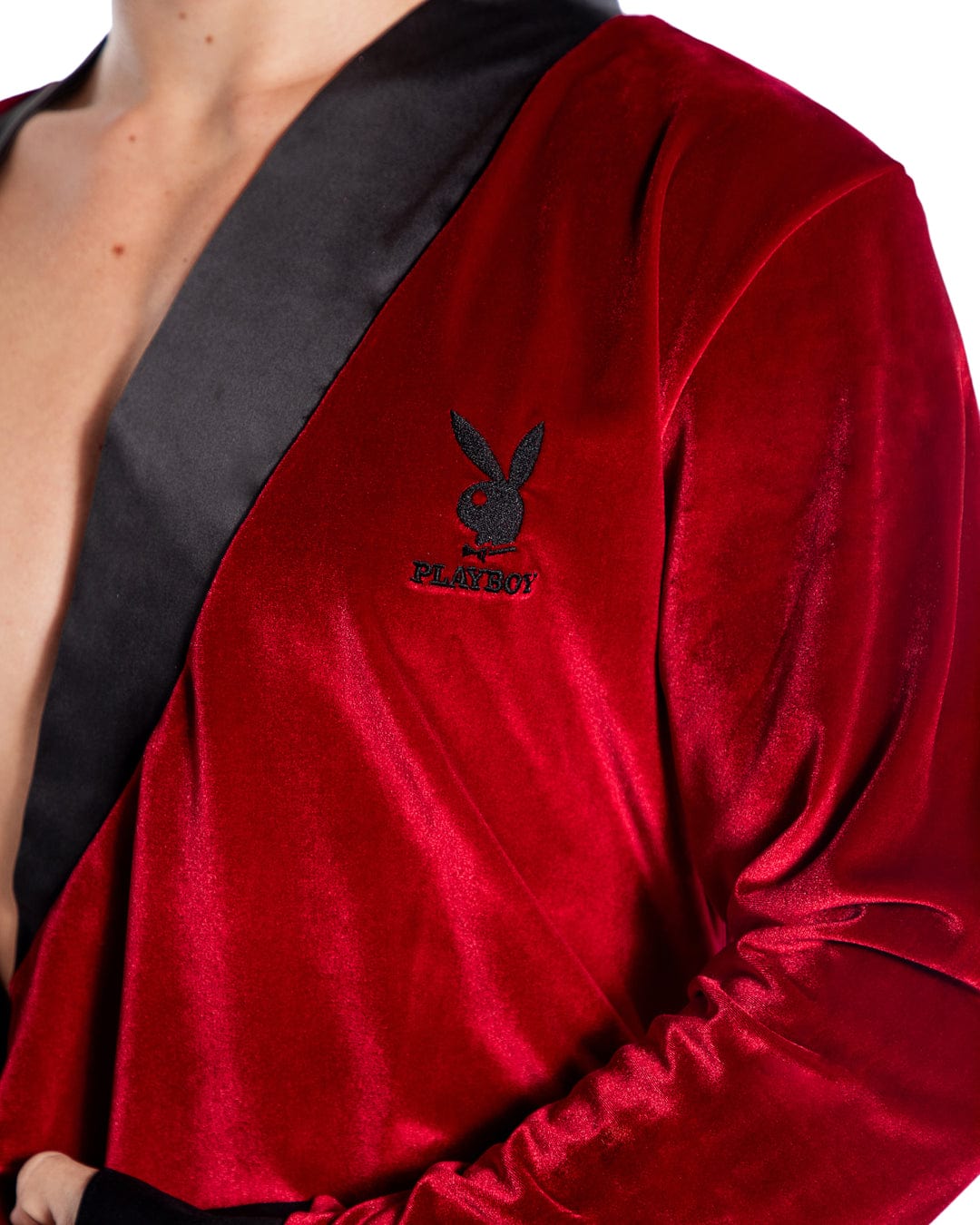 Roma Men&#39;s Playboy Bunny Red Velvet Smoke Lounge Robe Sexy Men&#39;s Playboy Bunny Red Velvet Smoke Lounge Robe Lingerie