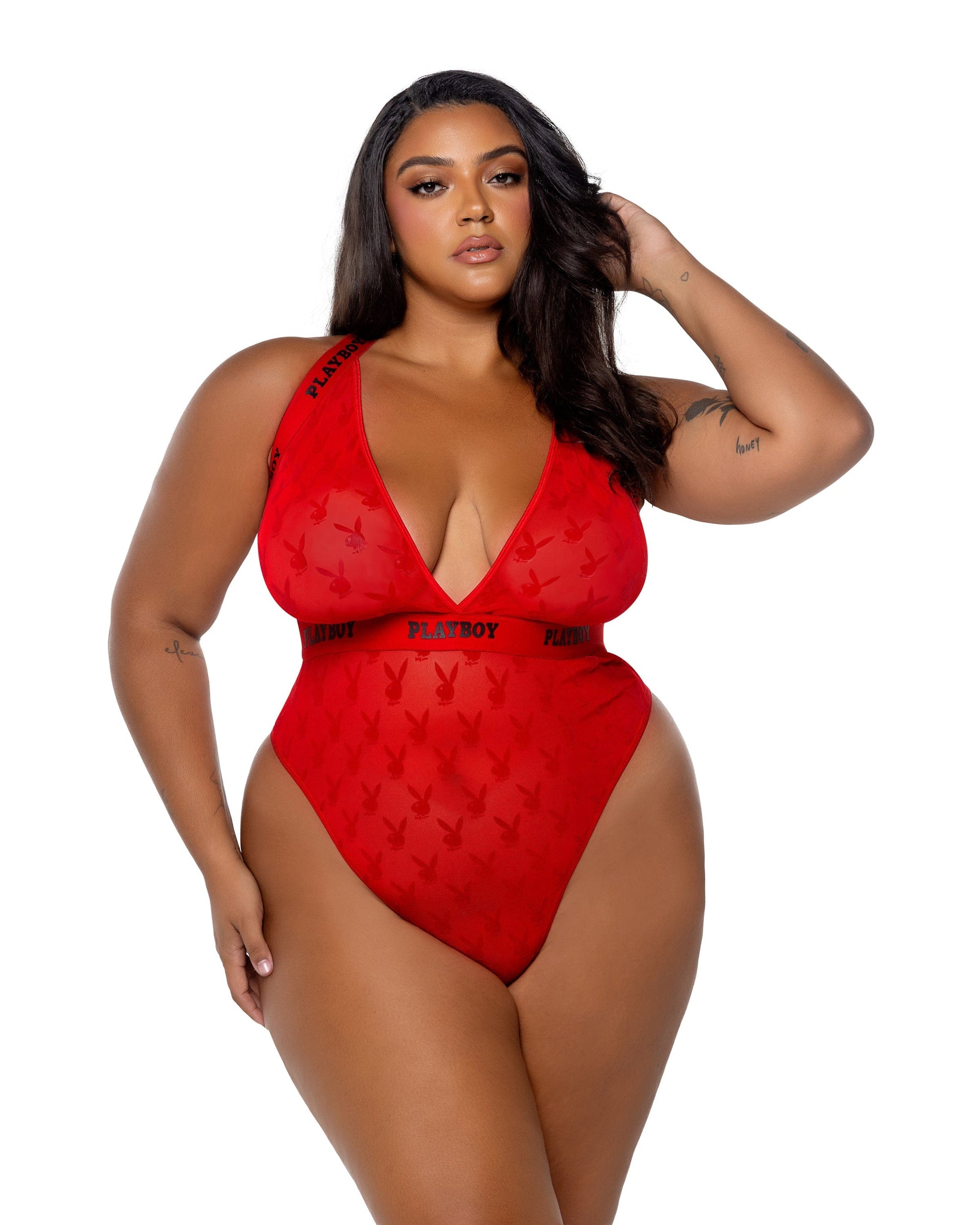 Roma Red / 1-x PBLI155 - Playboy Bunny Rouge Teddy PBLI155Q-Red-1X PBLI155 - Playboy Bunny Rouge Teddy Lingerie