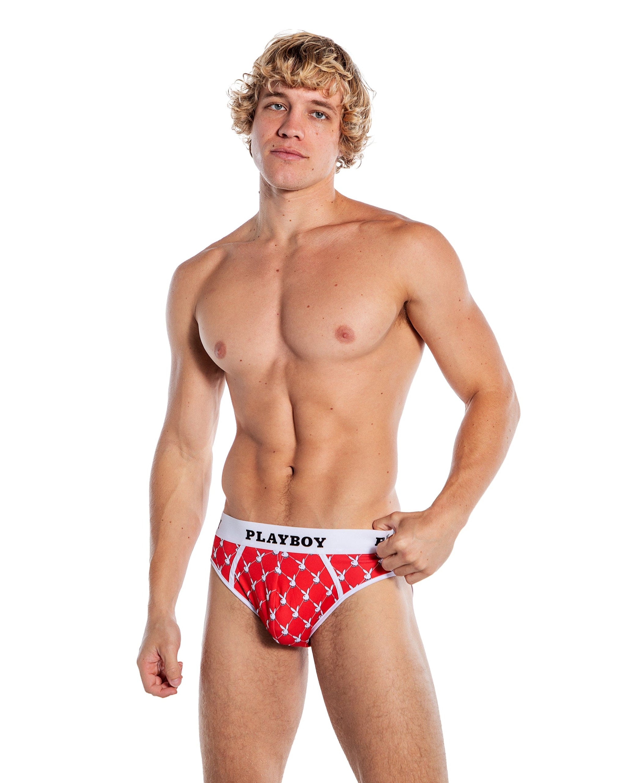Sexy Playboy Bunny Men's Red Argyle Briefs Underwear Sexy Playboy Bunny Men's Red Argyle Briefs Underwear