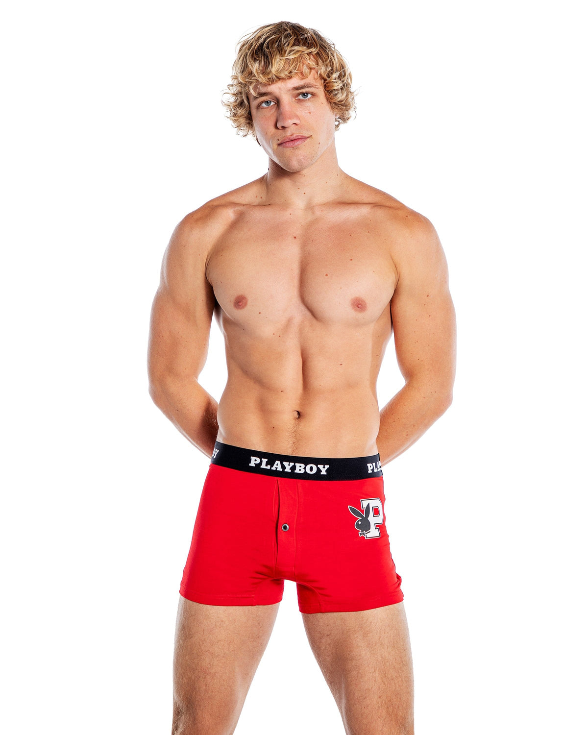 Roma Red / small PBLI170 - Playboy Mens Varsity Modal Boxer Briefs PBLI170-Red-S PBLI170 - Playboy Mens Varsity Modal Boxer Briefs Lingerie