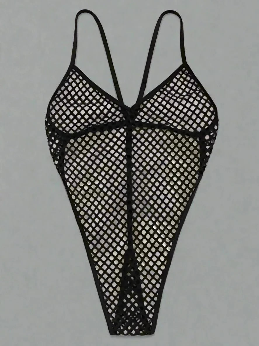 Sizzle Kiss Swimwear Black / One Size Sexy Sheer Mesh Black Extreme Micro G-String Thong One Piece Swimsuit Swimwear SHS-0007-BLK-TM Sheer Black White Mesh Thong One Piece Women's Swimsuit Apparel & Accessories > Clothing > Swimwear