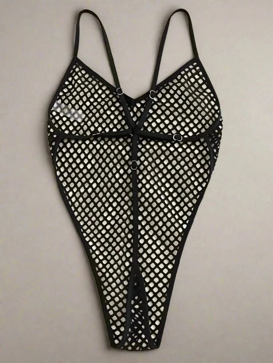 Sizzle Kiss Swimwear Black / One Size Sexy Sheer Mesh Black Extreme Micro G-String Thong One Piece Swimsuit Swimwear SHS-0007-BLK-TM Sheer Black White Mesh Thong One Piece Women's Swimsuit Apparel & Accessories > Clothing > Swimwear