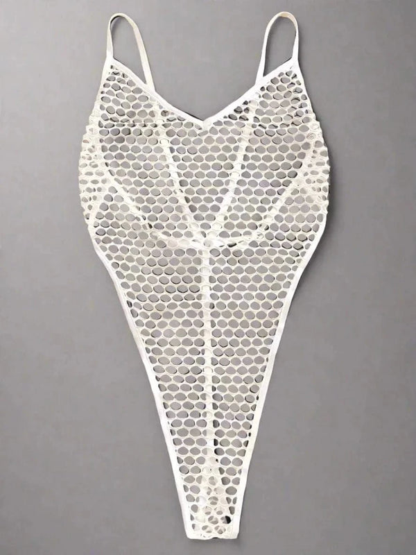 Sizzle Kiss Swimwear White / One Size Sexy Sheer Mesh Black Extreme Micro G-String Thong One Piece Swimsuit Swimwear SHS-9486-WHT-TM Sheer Black White Mesh Thong One Piece Women's Swimsuit Apparel & Accessories > Clothing > Swimwear
