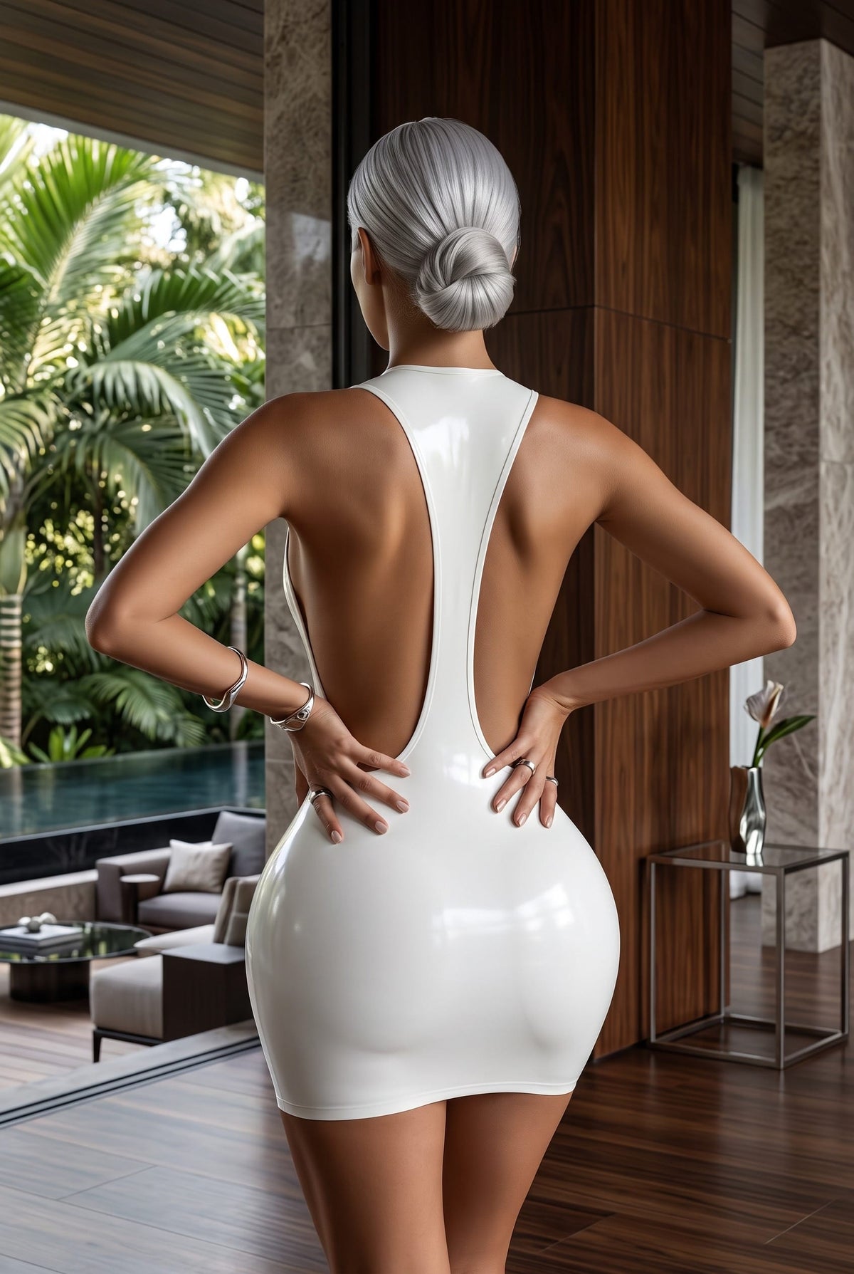 SoHot Clubwear White Wet Look Side Boob Party Club Bodycon Mini Dress White Wet-Look Racerback Bodycon Side Boob Mini Dress Apparel & Accessories > Clothing > Dresses