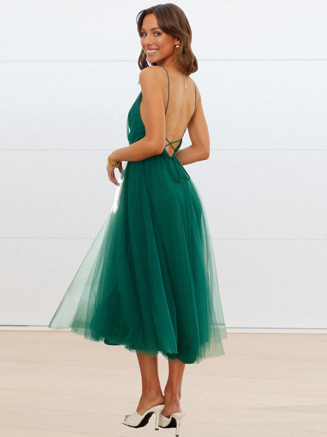 Trendsi Backless Crisscross Sleeveless Midi Dress Apparel &amp; Accessories &gt; Clothing &gt; Dresses