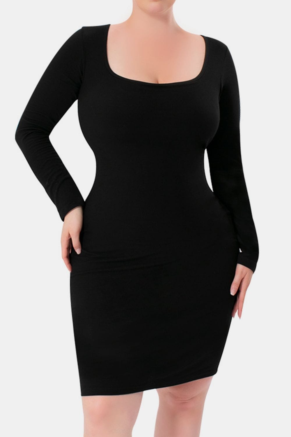 Trendsi Basic Bae Full Size Built-In Shapewear Square Neck Long Sleeve Dress Basic Bae Full Size Built-In Shapewear Square Neck Long Sleeve Dress Apparel &amp; Accessories &gt; Clothing &gt; Dresses