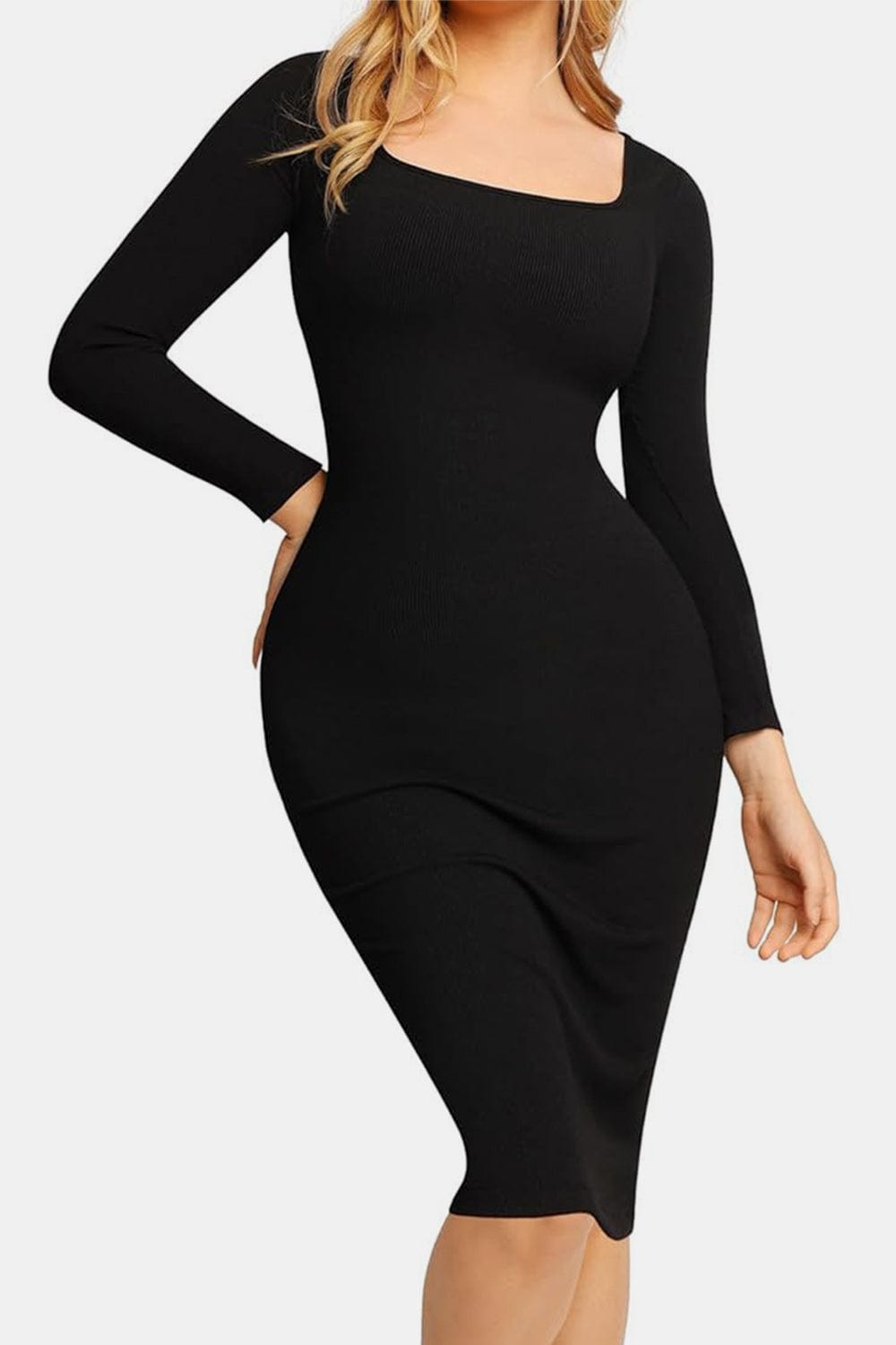 Trendsi Basic Bae Full Size Built-In Shapewear Square Neck Long Sleeve Dress Basic Bae Full Size Built-In Shapewear Square Neck Long Sleeve Dress Apparel &amp; Accessories &gt; Clothing &gt; Dresses