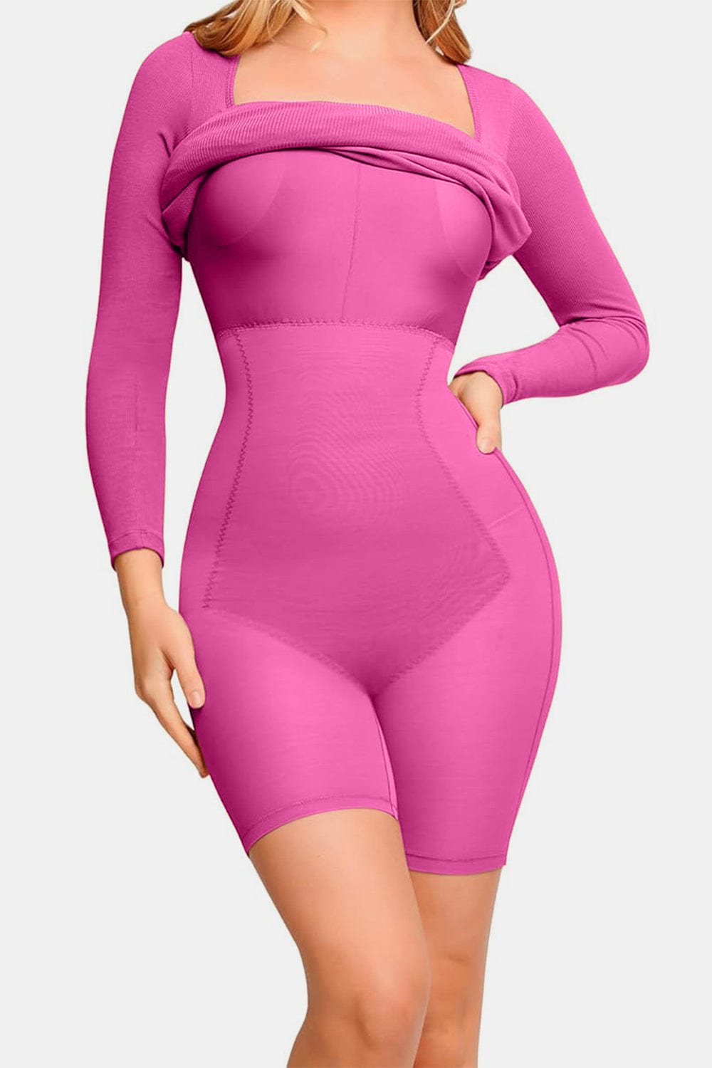 Trendsi Basic Bae Full Size Built-In Shapewear Square Neck Long Sleeve Dress Basic Bae Full Size Built-In Shapewear Square Neck Long Sleeve Dress Apparel &amp; Accessories &gt; Clothing &gt; Dresses