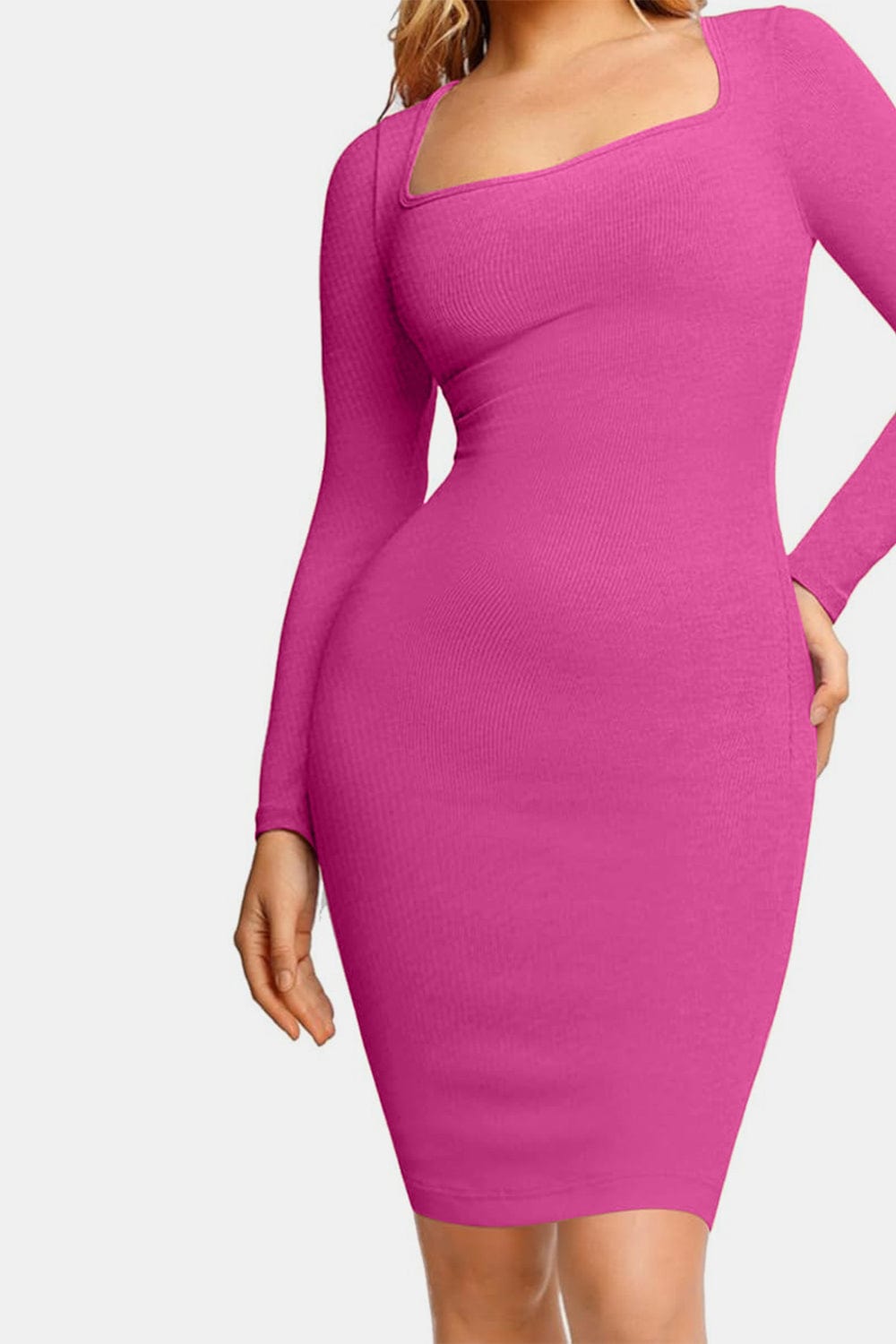 Trendsi Basic Bae Full Size Built-In Shapewear Square Neck Long Sleeve Dress Basic Bae Full Size Built-In Shapewear Square Neck Long Sleeve Dress Apparel &amp; Accessories &gt; Clothing &gt; Dresses