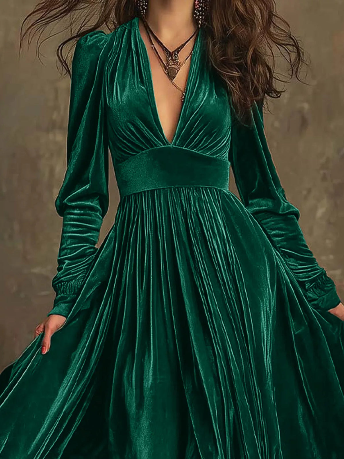 Trendsi Black Forest / S Velvet Deep V-Neck Maxi Dress 100100327894219 Velvet Deep V-Neck Maxi Dress Apparel & Accessories > Clothing > Dresses