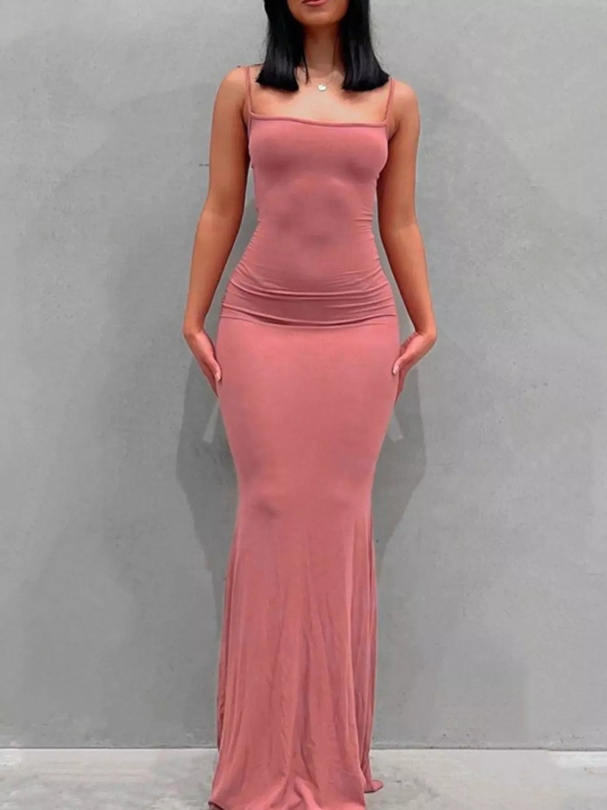 Trendsi Burnt Coral / XS Spaghetti Strap Bodycon Maxi Dress 100100697826047 Spaghetti Strap Bodycon Maxi Dress Apparel & Accessories > Clothing > Dresses