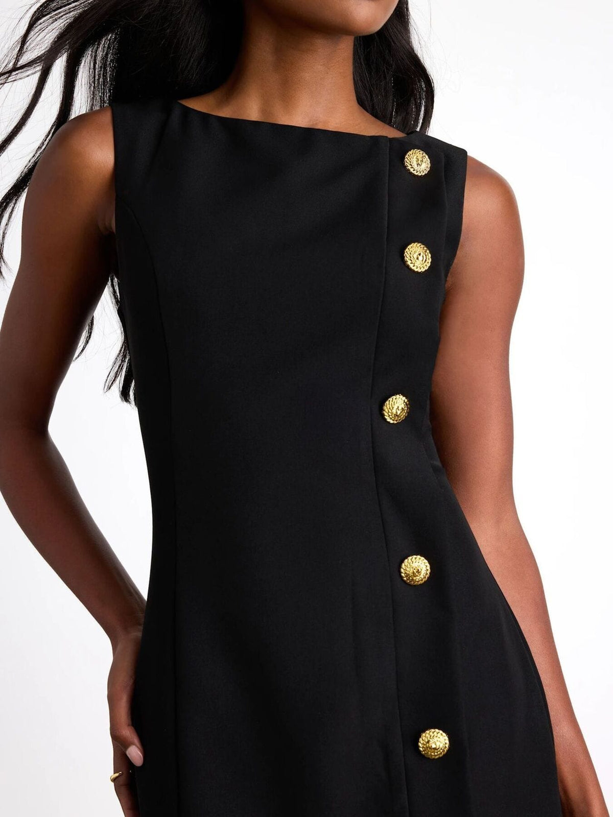 Trendsi Button Decor Sleeveless Mini Dress Button Decor Sleeveless Mini Dress Apparel & Accessories > Clothing > Dresses