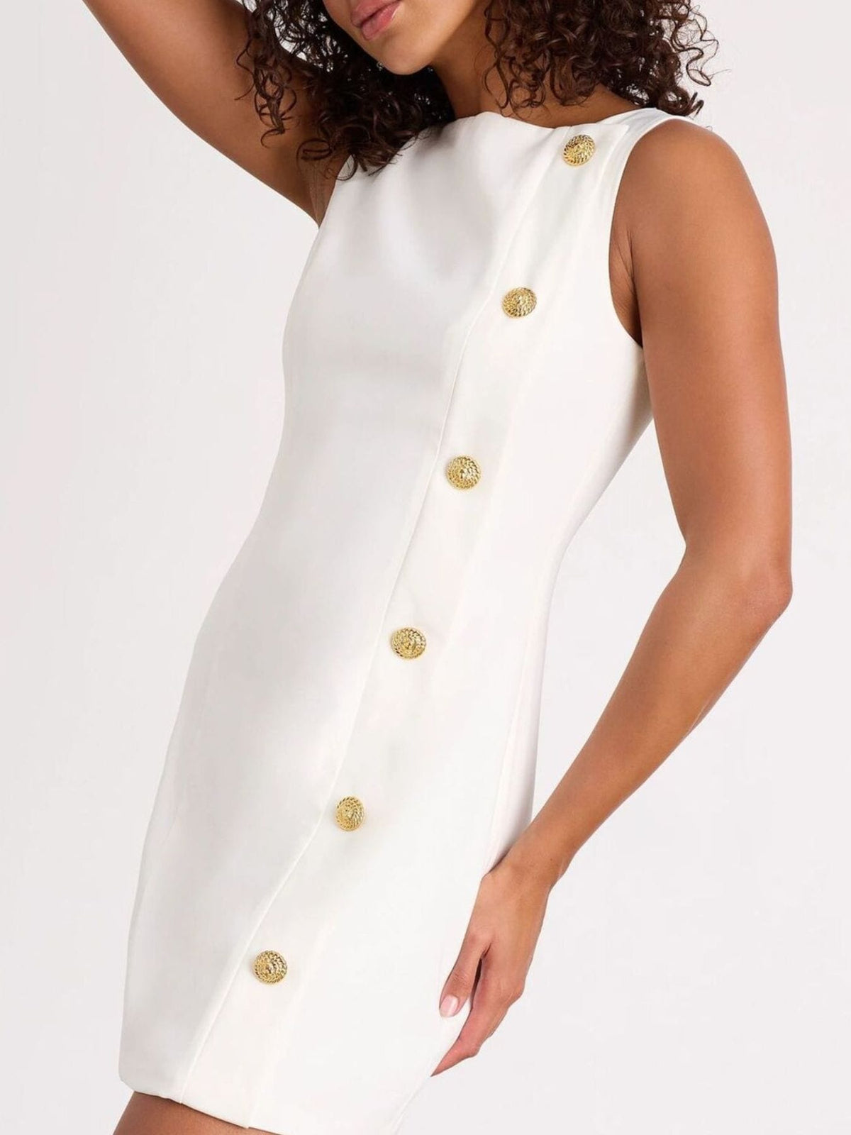 Trendsi Button Decor Sleeveless Mini Dress Button Decor Sleeveless Mini Dress Apparel & Accessories > Clothing > Dresses