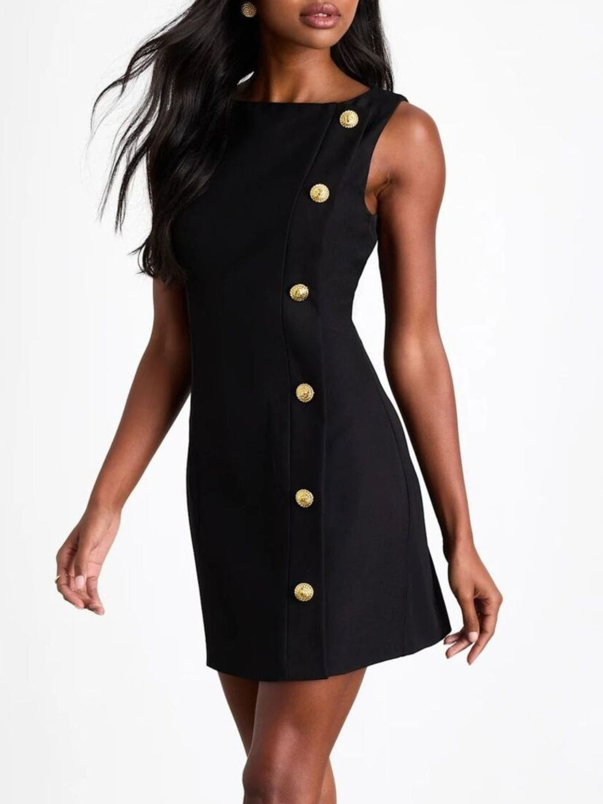 Trendsi Button Decor Sleeveless Mini Dress Button Decor Sleeveless Mini Dress Apparel & Accessories > Clothing > Dresses