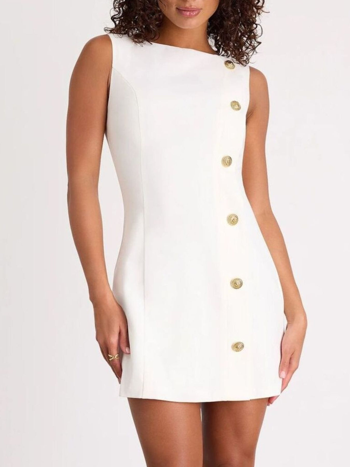 Trendsi Button Decor Sleeveless Mini Dress Button Decor Sleeveless Mini Dress Apparel & Accessories > Clothing > Dresses