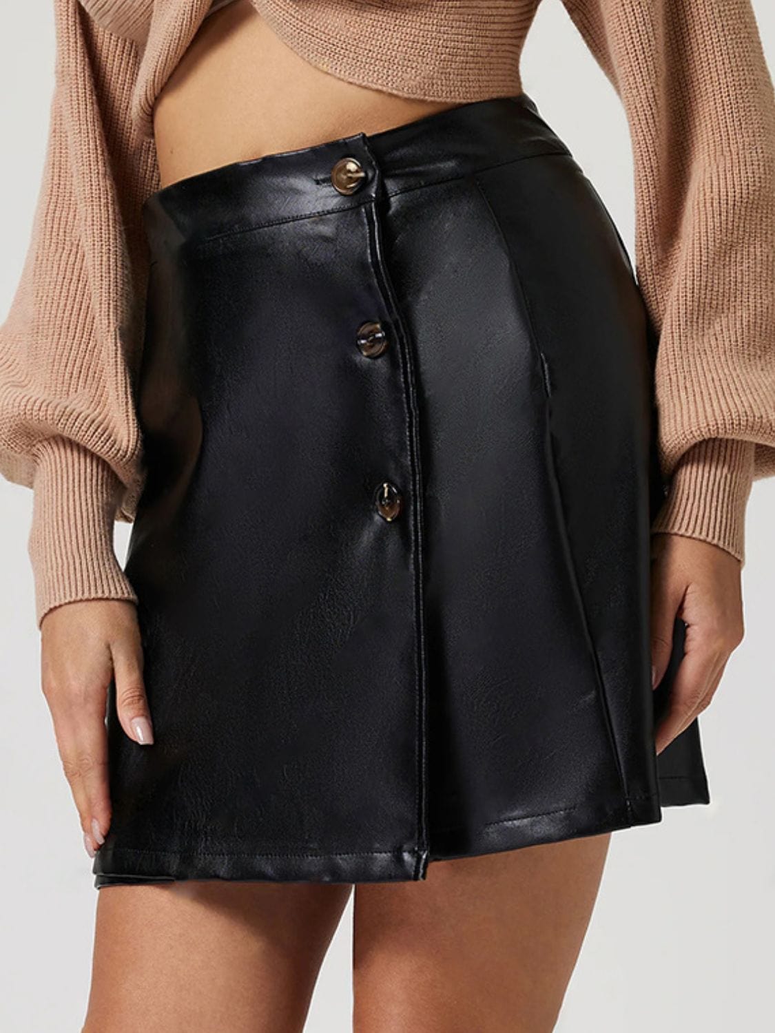 Trendsi Buttoned High Rise Mini Skirt Buttoned High Rise Mini Skirt Apparel & Accessories > Clothing > Dresses