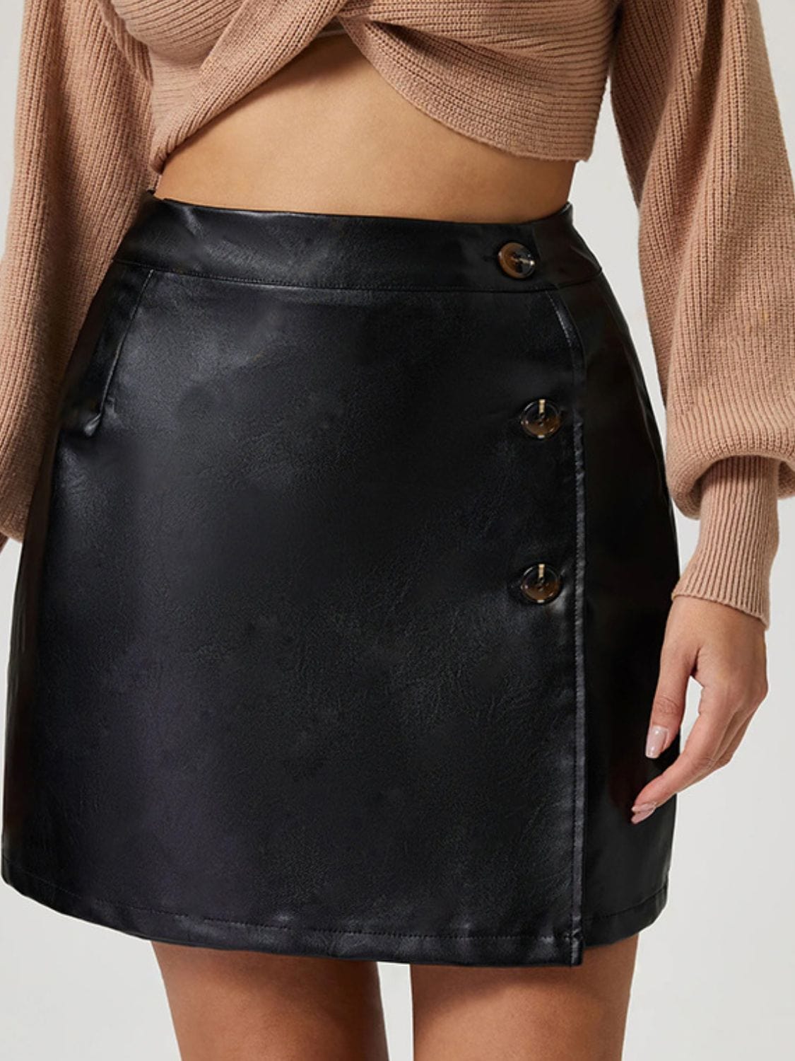 Trendsi Buttoned High Rise Mini Skirt Buttoned High Rise Mini Skirt Apparel & Accessories > Clothing > Dresses