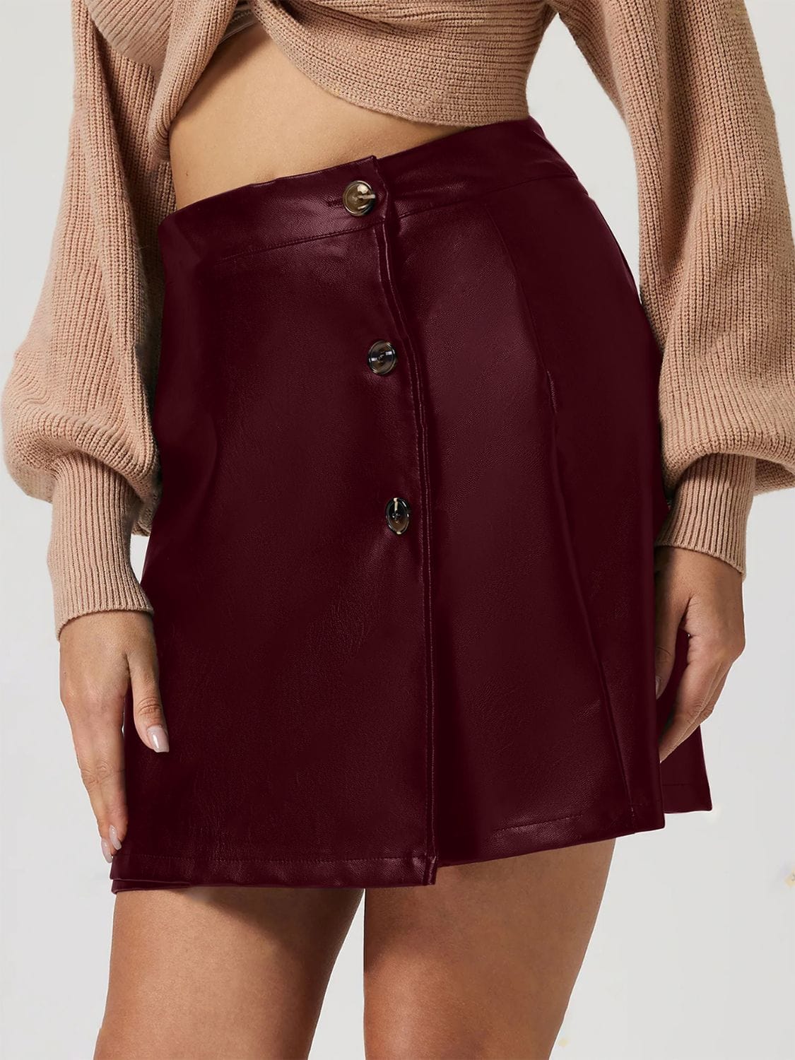 Trendsi Buttoned High Rise Mini Skirt Buttoned High Rise Mini Skirt Apparel & Accessories > Clothing > Dresses