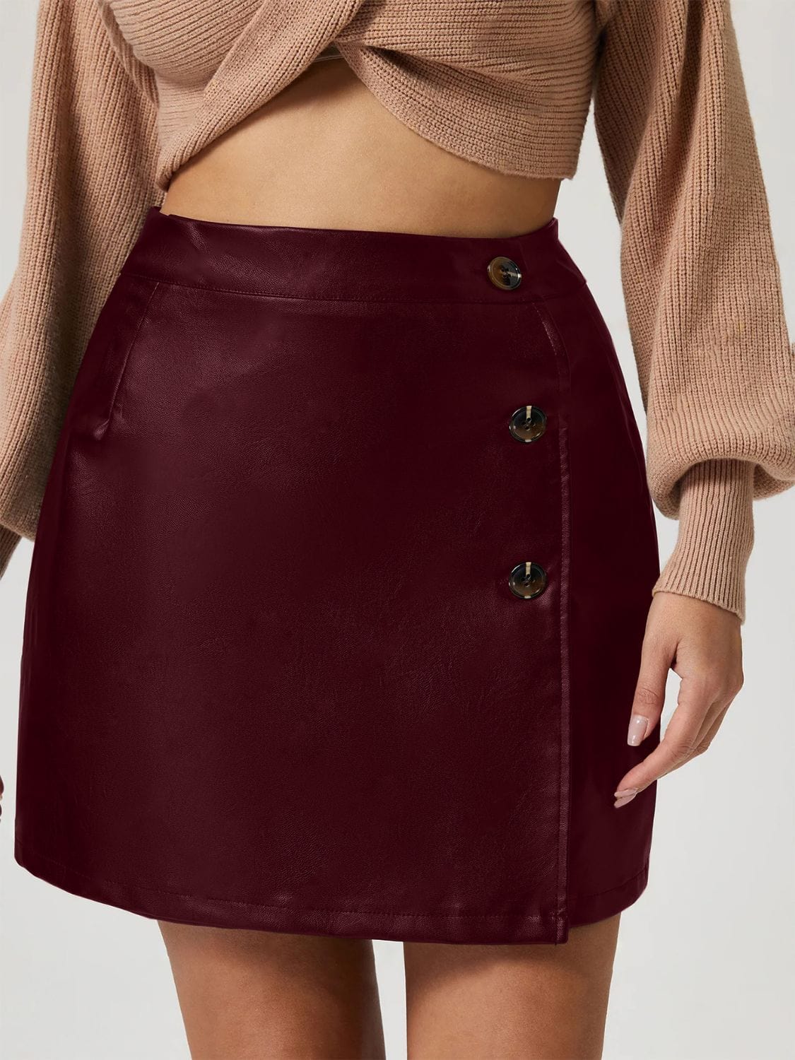 Trendsi Buttoned High Rise Mini Skirt Buttoned High Rise Mini Skirt Apparel & Accessories > Clothing > Dresses