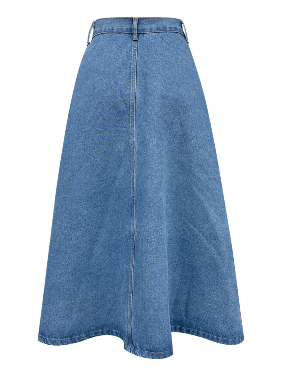 Trendsi Buttoned Midi Denim Skirt with Pockets Buttoned Midi Denim Skirt with Pockets Apparel &amp; Accessories &gt; Clothing &gt; Dresses