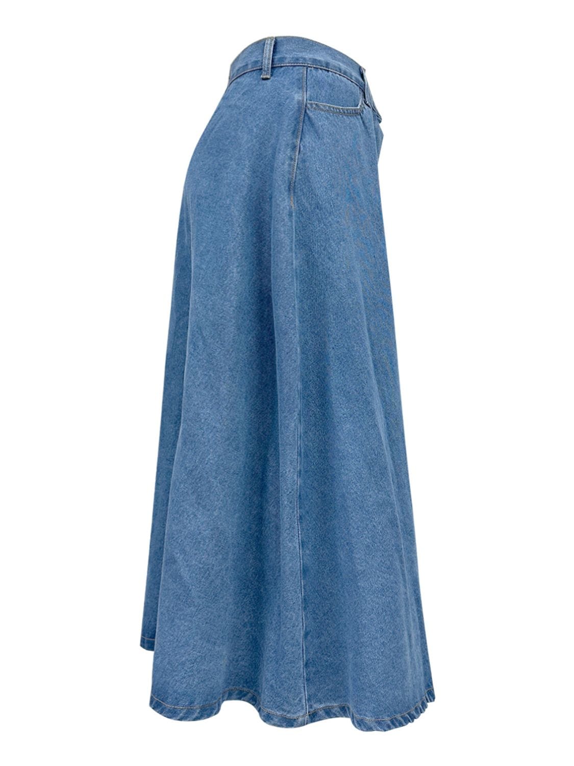 Trendsi Buttoned Midi Denim Skirt with Pockets Buttoned Midi Denim Skirt with Pockets Apparel &amp; Accessories &gt; Clothing &gt; Dresses