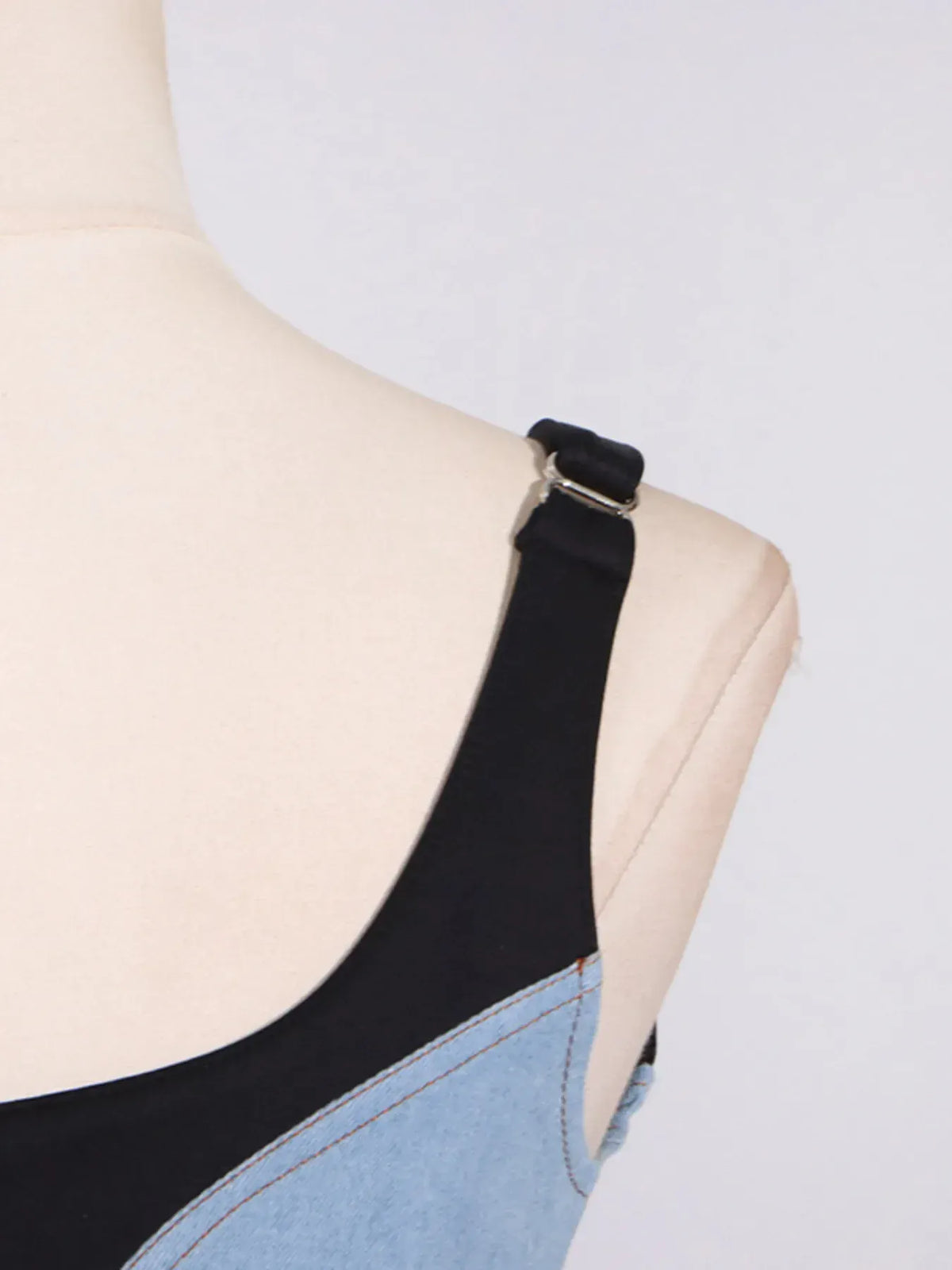 Trendsi Contrast Adjustable Strap Denim Dress Contrast Adjustable Strap Denim Dress Apparel & Accessories > Clothing > Dresses