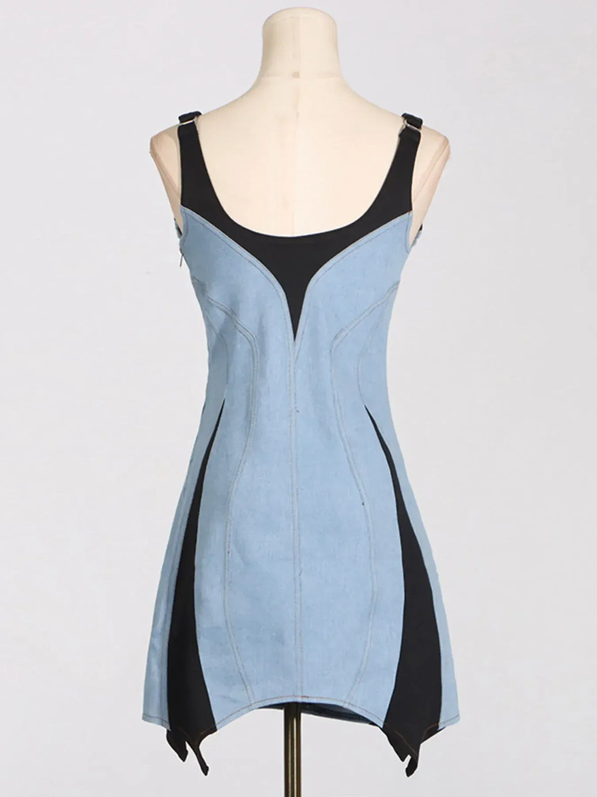 Trendsi Contrast Adjustable Strap Denim Dress Contrast Adjustable Strap Denim Dress Apparel & Accessories > Clothing > Dresses