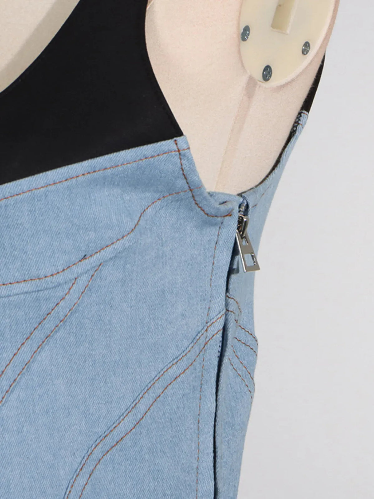 Trendsi Contrast Adjustable Strap Denim Dress Contrast Adjustable Strap Denim Dress Apparel & Accessories > Clothing > Dresses