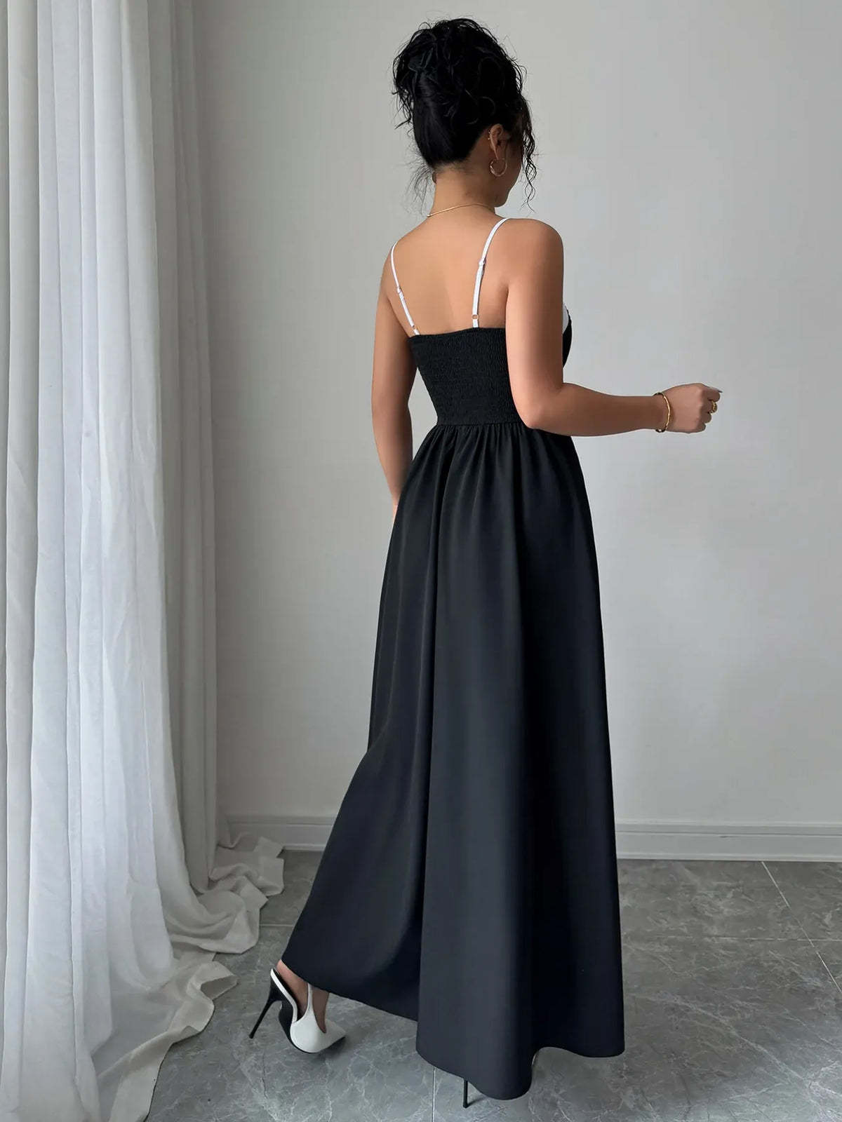 Trendsi Decorative Button Contrast Maxi Cami Dress Decorative Button Contrast Maxi Cami Dress Apparel & Accessories > Clothing > Dresses