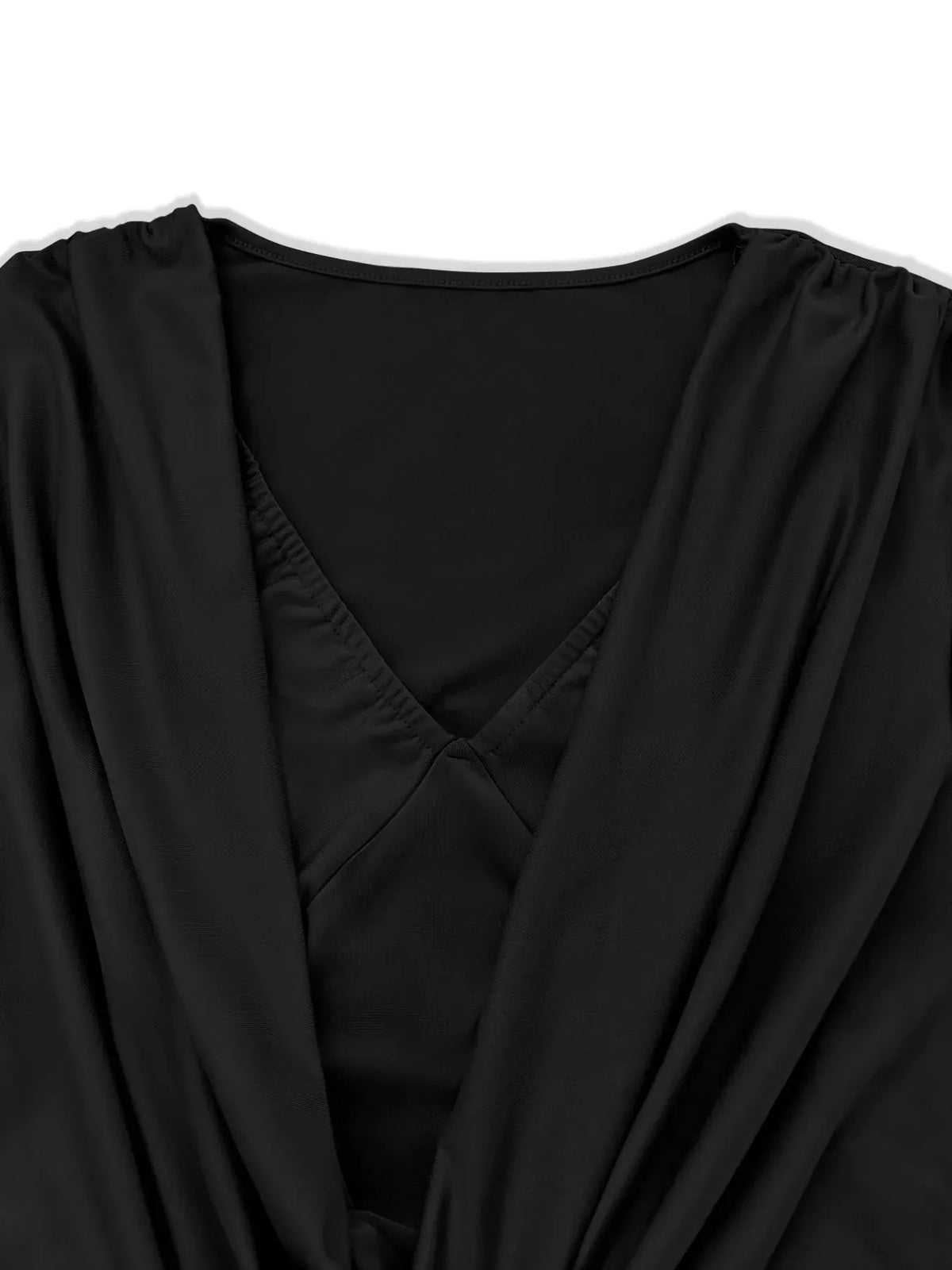 Trendsi Draped V-Neck Long Sleeve Bodycon Mini Dress Draped V-Neck Long Sleeve Bodycon Mini Dress Apparel & Accessories > Clothing > Dresses