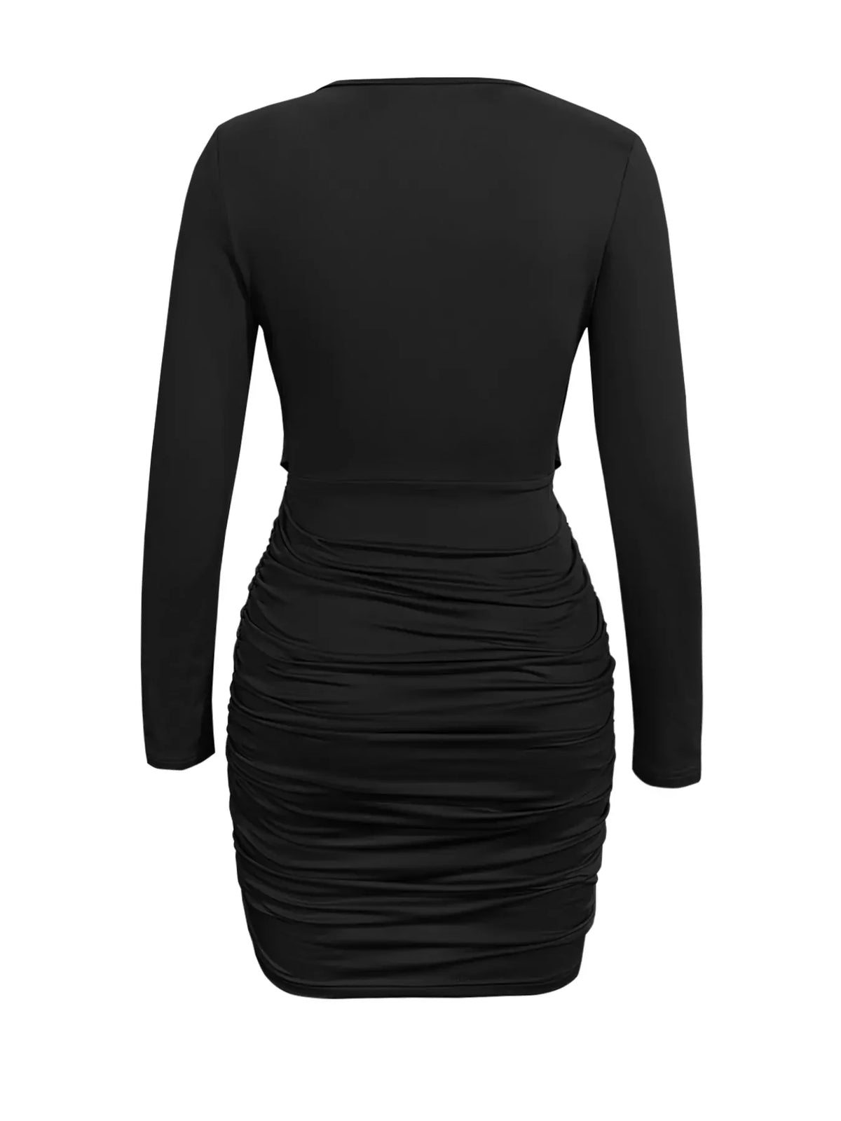 Trendsi Draped V-Neck Long Sleeve Bodycon Mini Dress Draped V-Neck Long Sleeve Bodycon Mini Dress Apparel & Accessories > Clothing > Dresses
