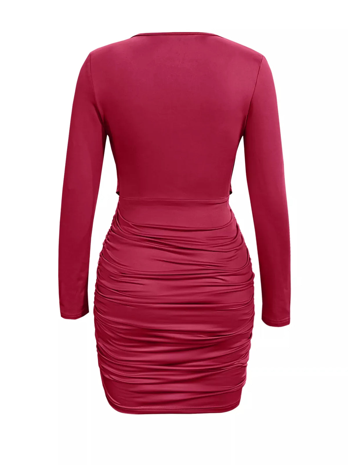 Trendsi Draped V-Neck Long Sleeve Bodycon Mini Dress Draped V-Neck Long Sleeve Bodycon Mini Dress Apparel & Accessories > Clothing > Dresses