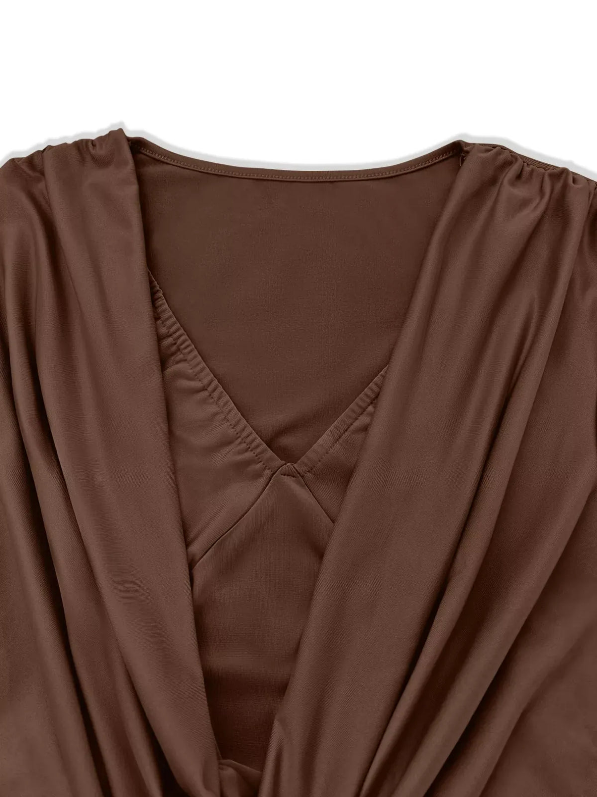 Trendsi Draped V-Neck Long Sleeve Bodycon Mini Dress Draped V-Neck Long Sleeve Bodycon Mini Dress Apparel & Accessories > Clothing > Dresses