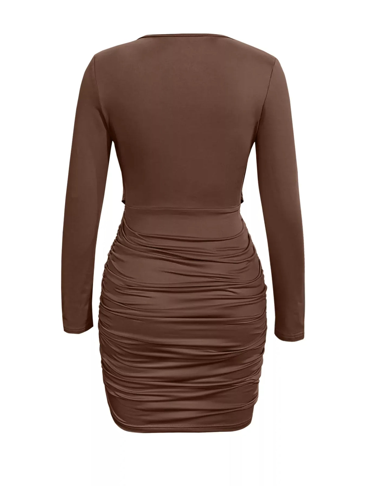 Trendsi Draped V-Neck Long Sleeve Bodycon Mini Dress Draped V-Neck Long Sleeve Bodycon Mini Dress Apparel & Accessories > Clothing > Dresses