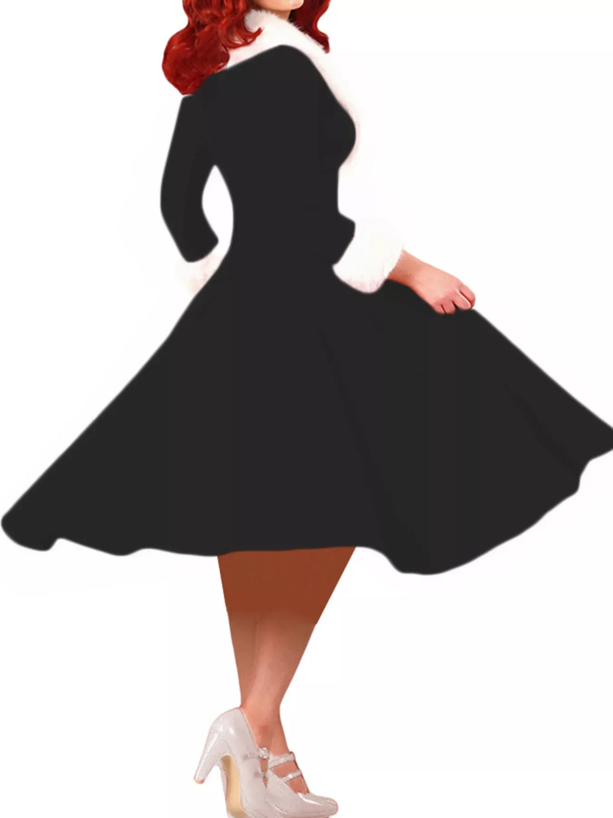 Trendsi Faux Fur Trim Christmas Dress Faux Fur Trim Christmas Dress Apparel & Accessories > Clothing > Dresses