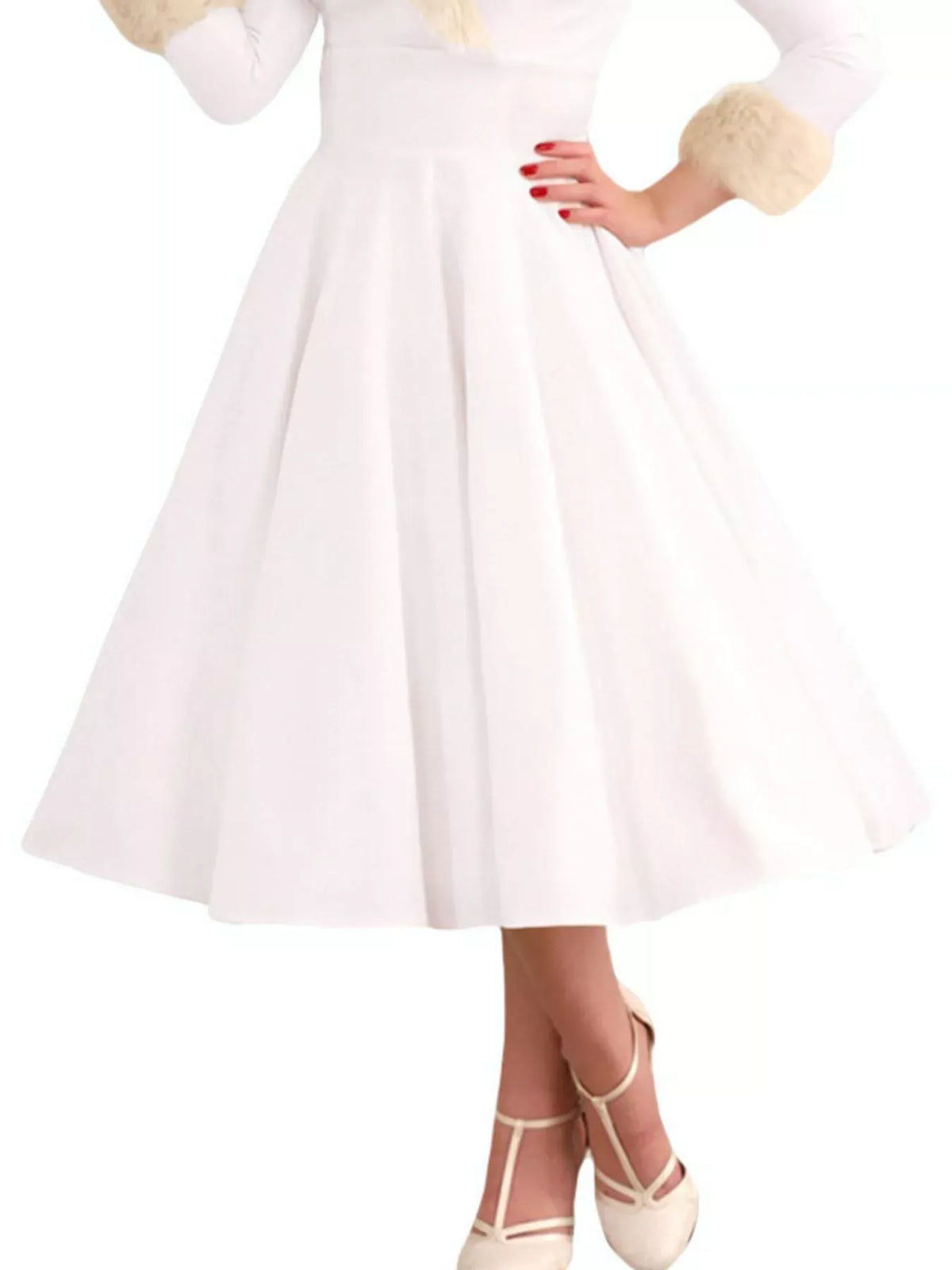 Trendsi Faux Fur Trim Christmas Dress Faux Fur Trim Christmas Dress Apparel & Accessories > Clothing > Dresses