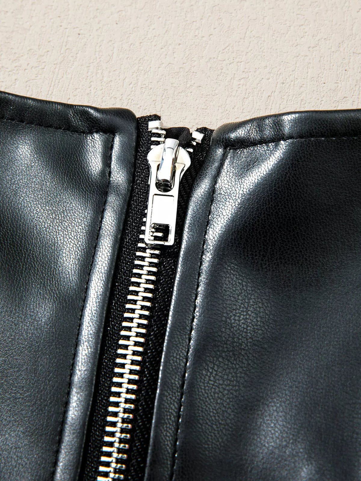 Trendsi Faux Leather Ruffle Hem Sleeveless Mini Dress Faux Leather Ruffle Hem Sleeveless Mini Dress Apparel & Accessories > Clothing > Dresses