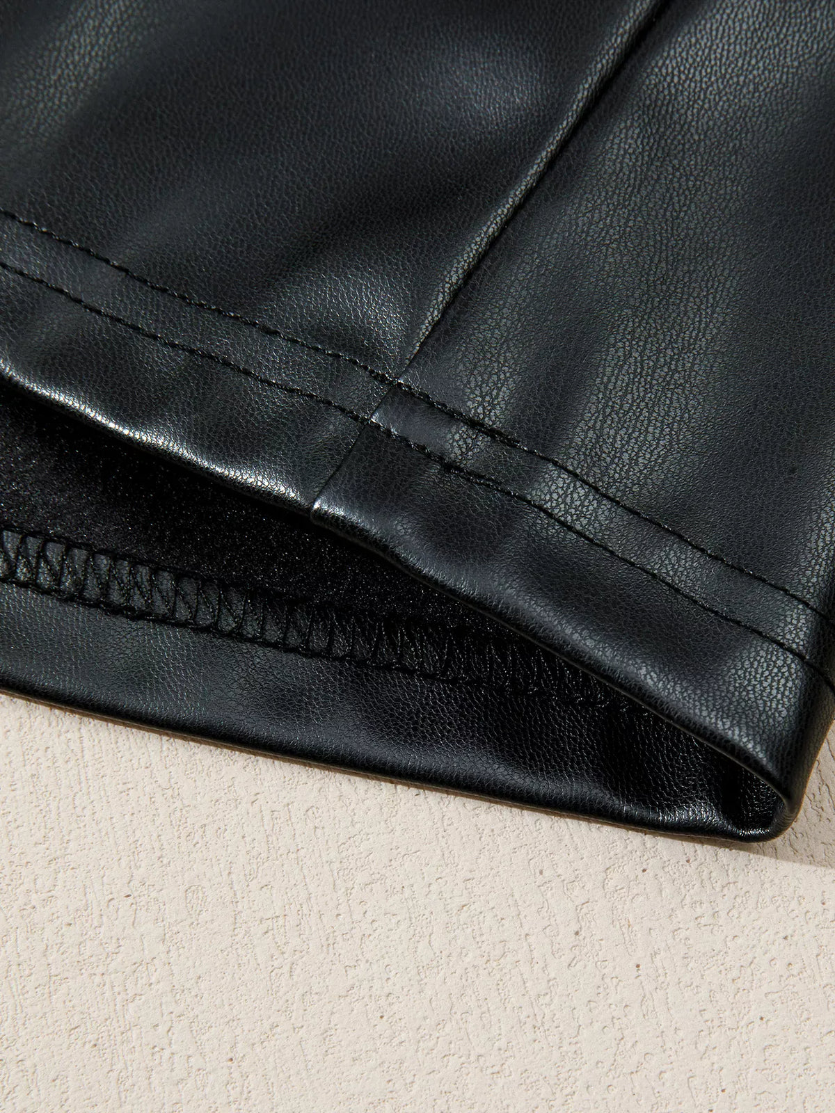 Trendsi Faux Leather Ruffle Hem Sleeveless Mini Dress Faux Leather Ruffle Hem Sleeveless Mini Dress Apparel & Accessories > Clothing > Dresses