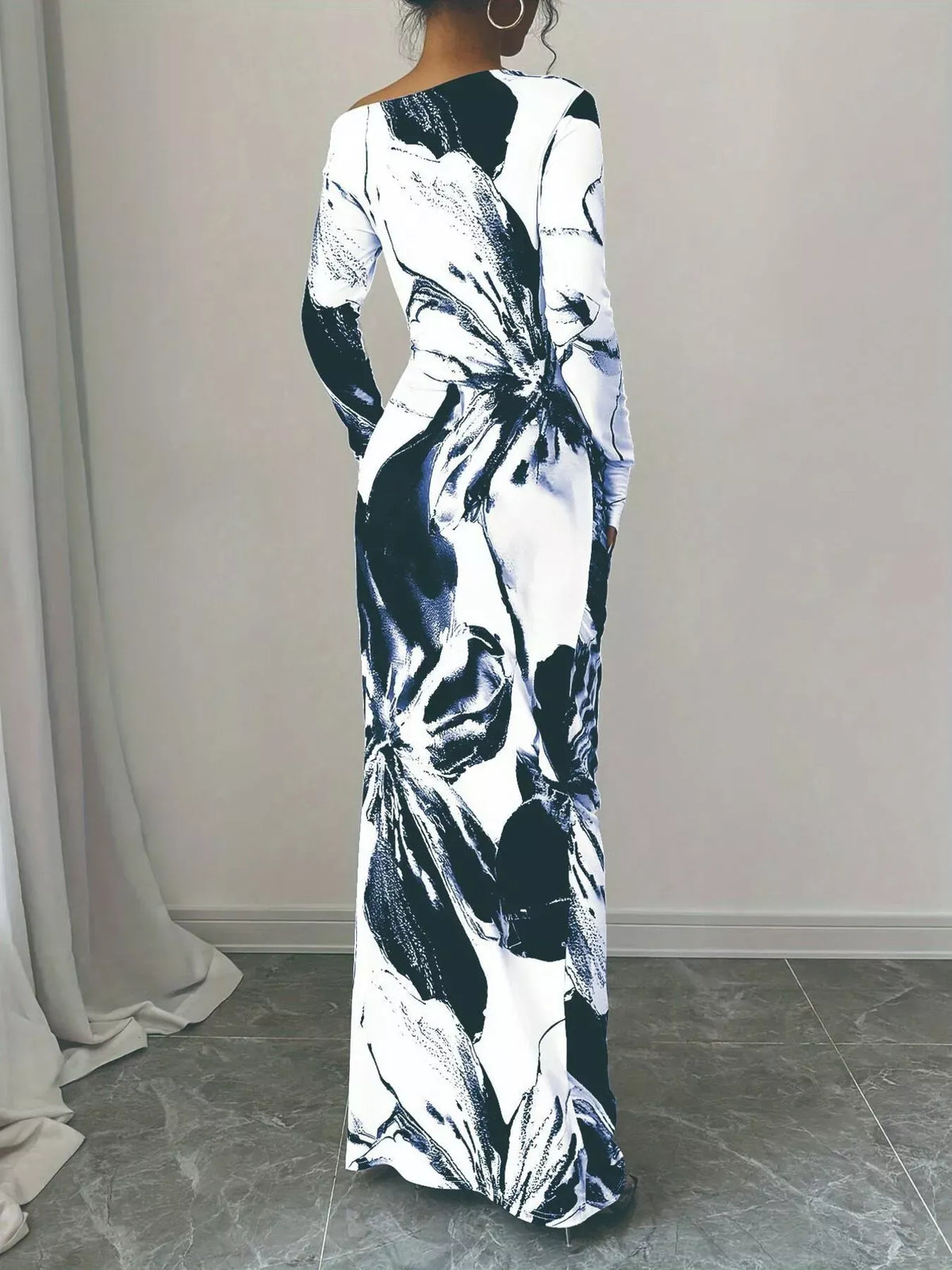 Trendsi Floral One Shoulder Long Sleeve Maxi Dress Floral One Shoulder Long Sleeve Maxi Dress Apparel & Accessories > Clothing > Dresses