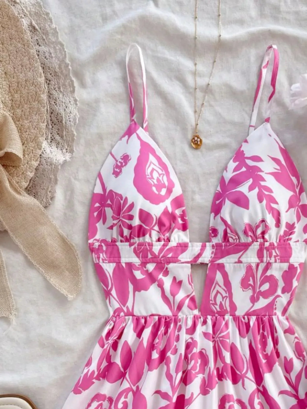 Trendsi Floral Print Cutout Mini Dress Floral Print Cutout Mini Dress Apparel & Accessories > Clothing > Dresses