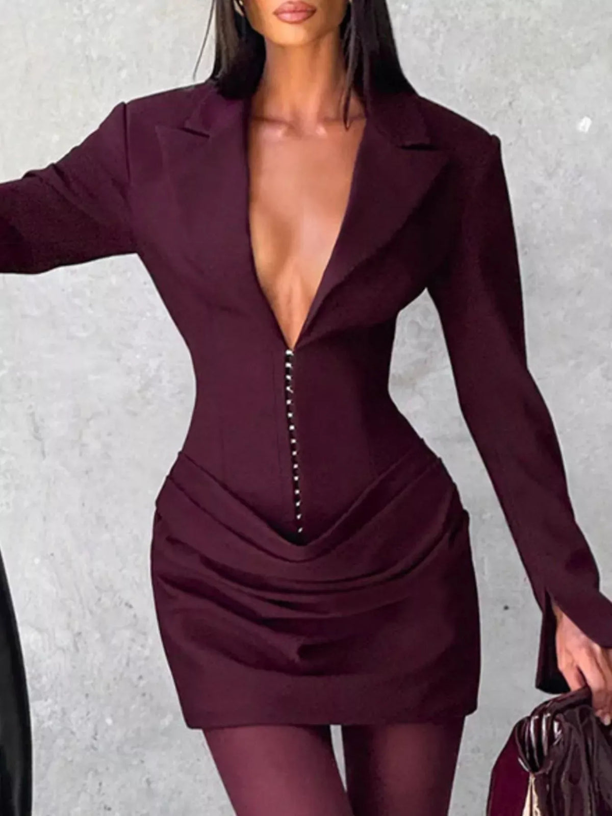 Trendsi Full Size Blazer-Style Long Sleeve Mini Dress Plus Size Full Size Blazer-Style Long Sleeve Mini Dress Plus Size Apparel & Accessories > Clothing > Dresses