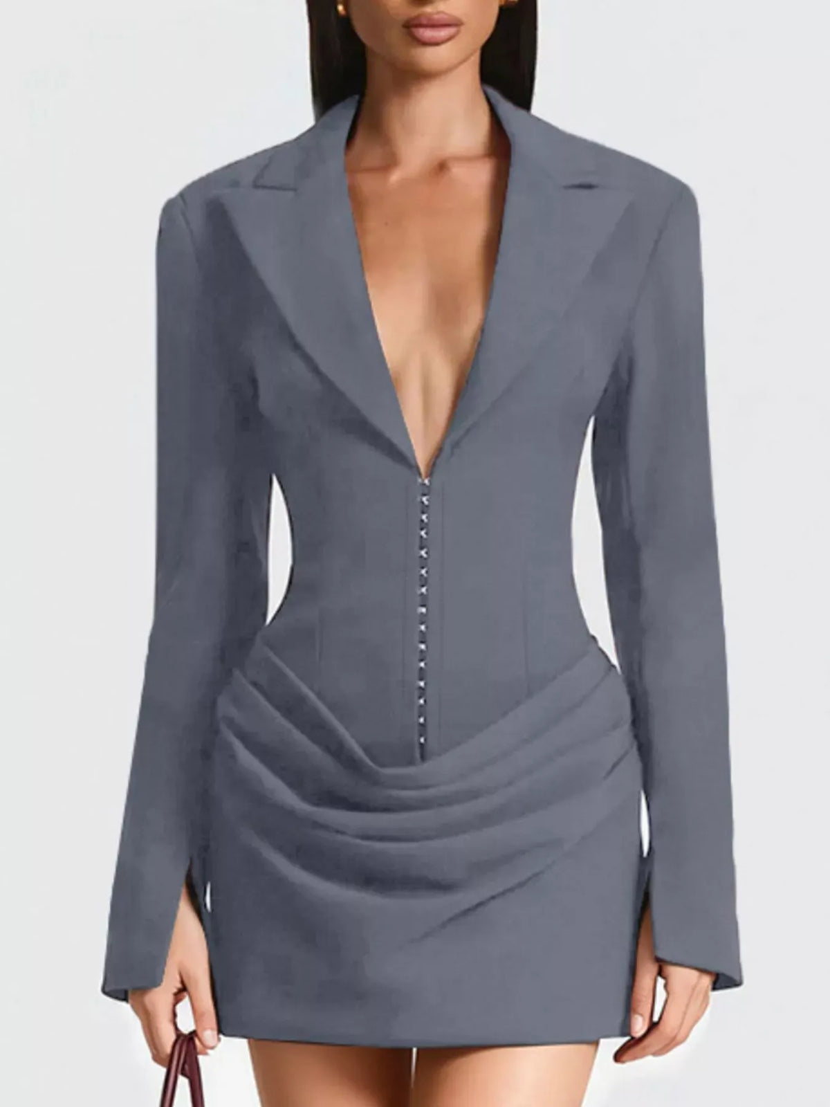 Trendsi Full Size Blazer-Style Long Sleeve Mini Dress Plus Size Full Size Blazer-Style Long Sleeve Mini Dress Plus Size Apparel & Accessories > Clothing > Dresses