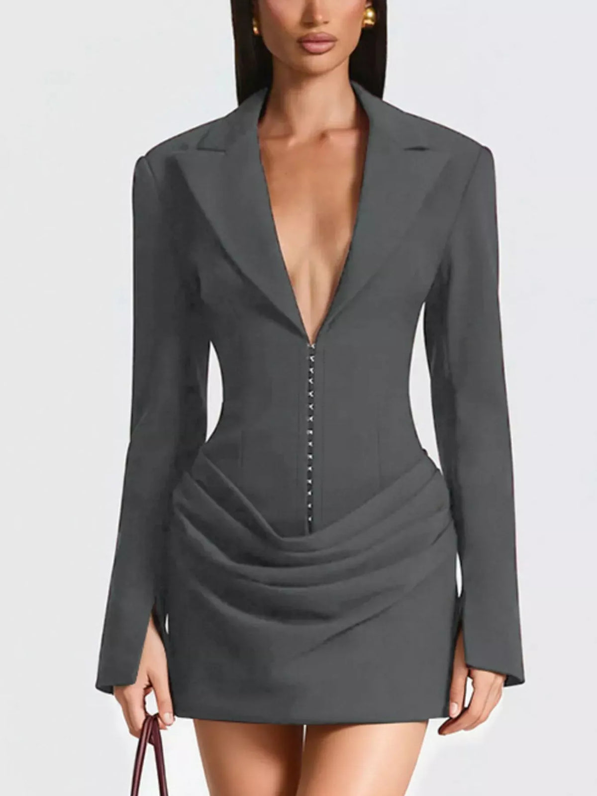 Trendsi Full Size Blazer-Style Long Sleeve Mini Dress Plus Size Full Size Blazer-Style Long Sleeve Mini Dress Plus Size Apparel & Accessories > Clothing > Dresses