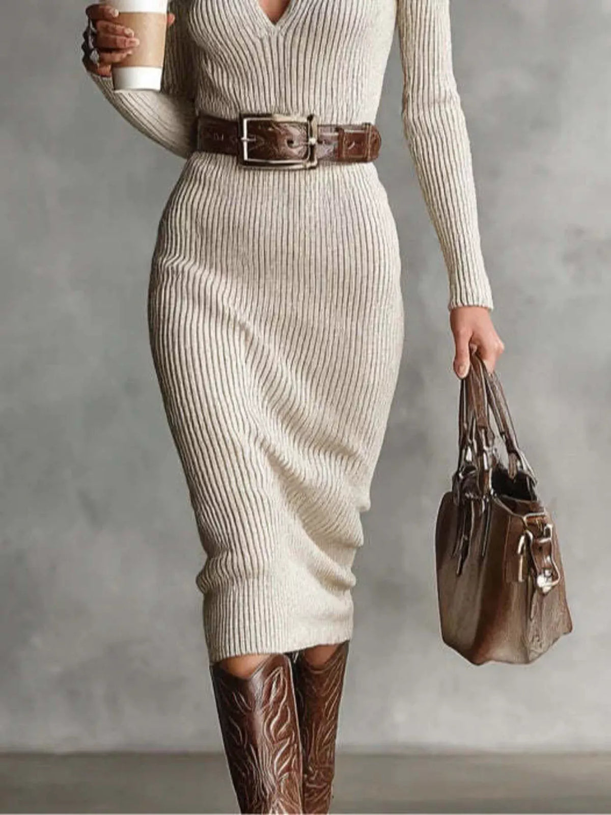 Trendsi Full Size Ribbed Knit Turtleneck Sweater Dress Plus Size Full Size Ribbed Knit Turtleneck Sweater Dress Plus Size Apparel & Accessories > Clothing > Dresses