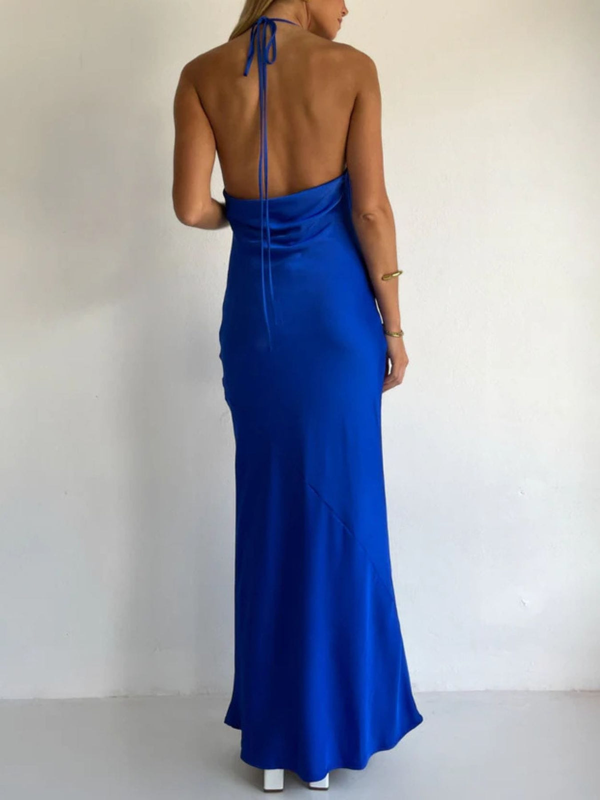 Trendsi Halter Neck Satin Maxi Dress Halter Neck Satin Maxi Dress Apparel & Accessories > Clothing > Dresses