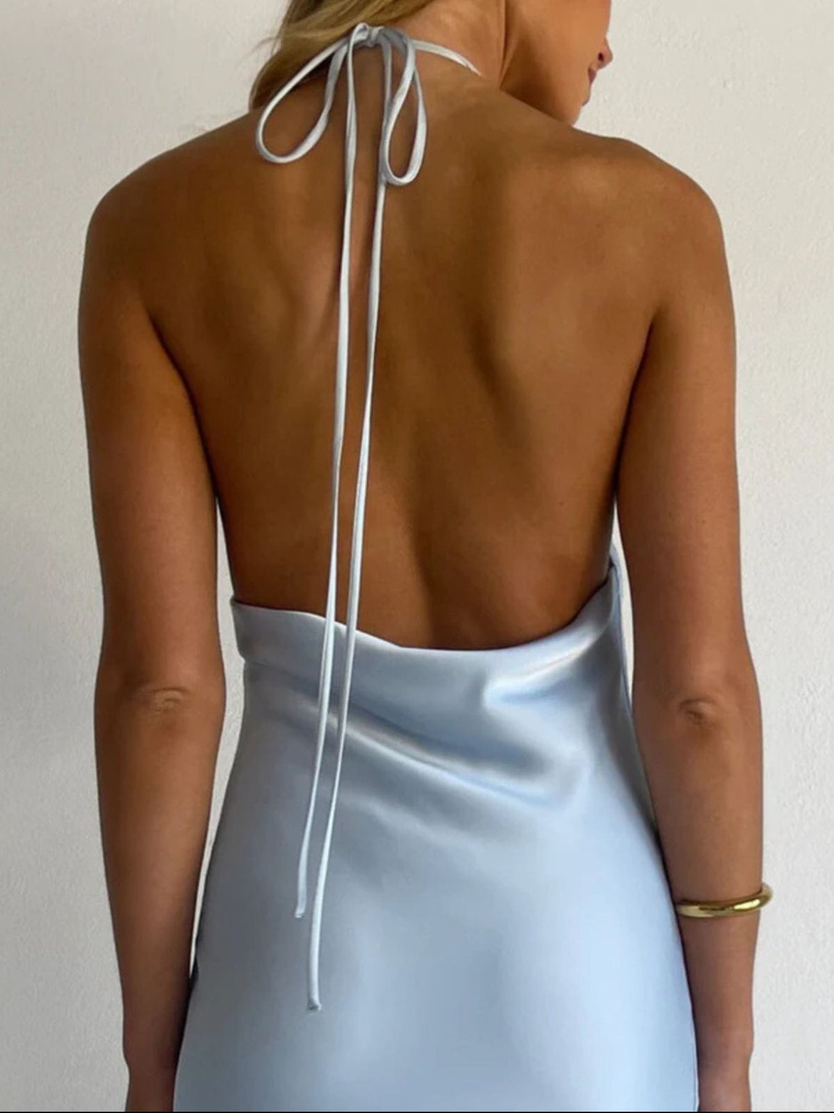 Trendsi Halter Neck Satin Maxi Dress Halter Neck Satin Maxi Dress Apparel & Accessories > Clothing > Dresses