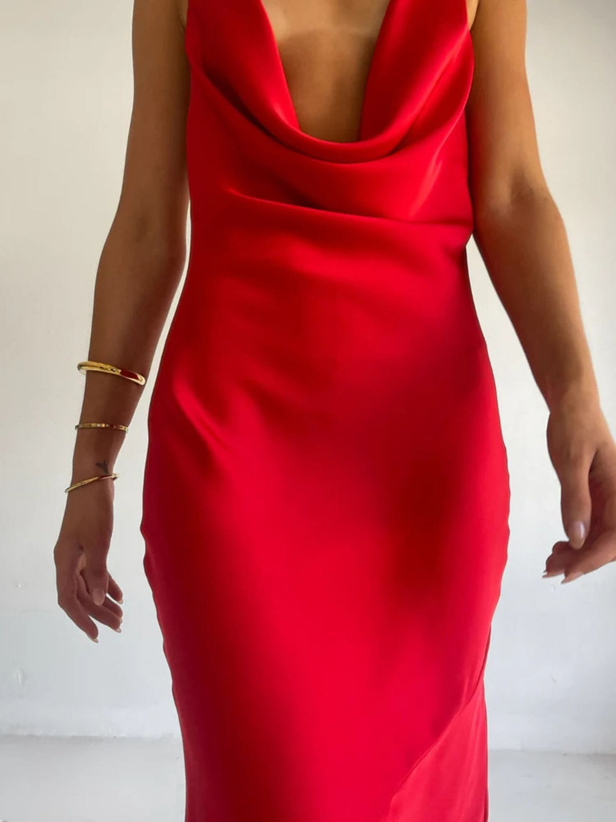 Trendsi Halter Neck Satin Maxi Dress Halter Neck Satin Maxi Dress Apparel & Accessories > Clothing > Dresses