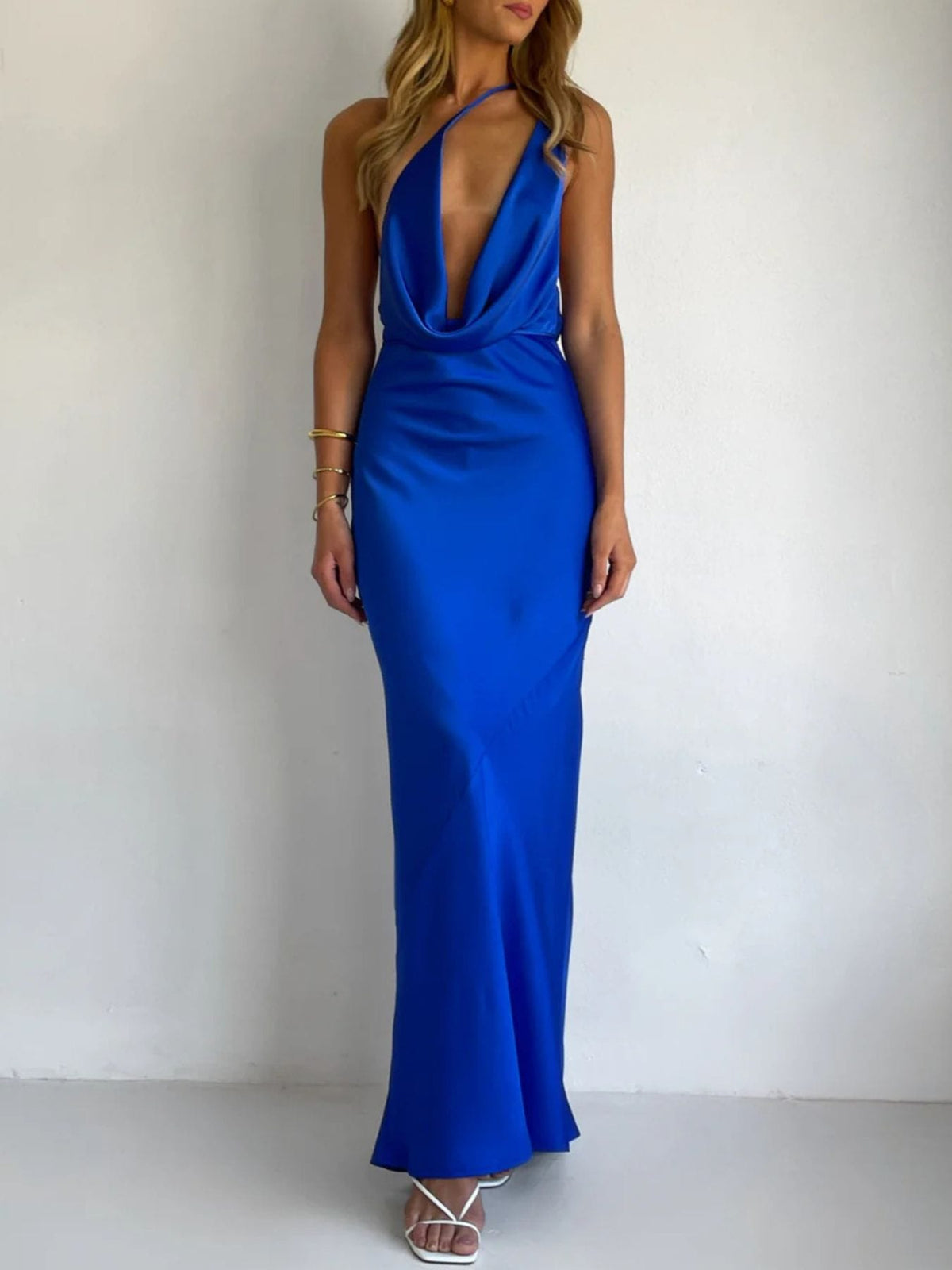 Trendsi Halter Neck Satin Maxi Dress Halter Neck Satin Maxi Dress Apparel & Accessories > Clothing > Dresses